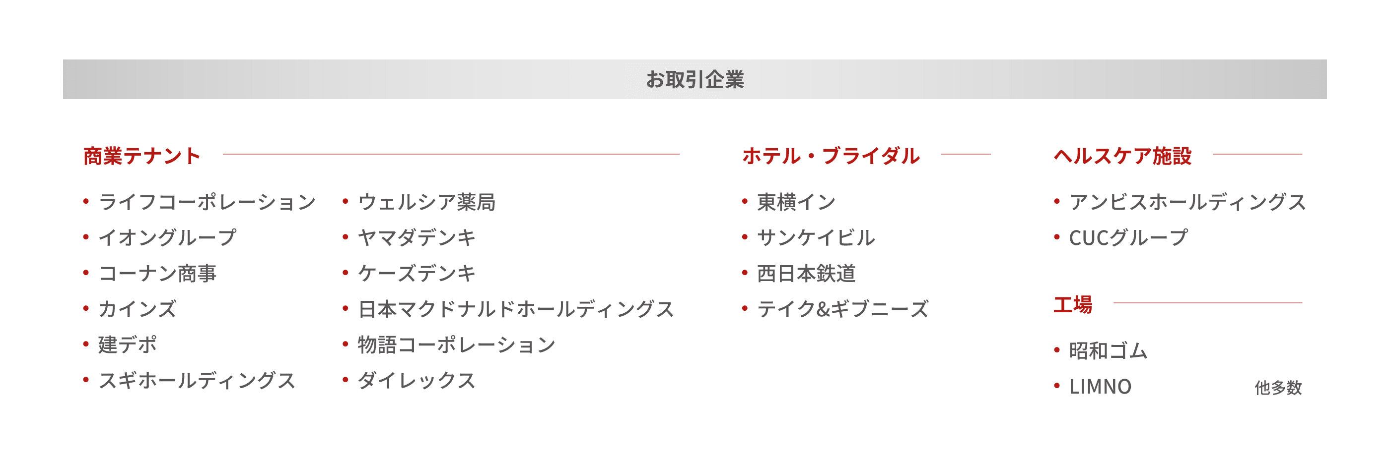 お取引企業一覧